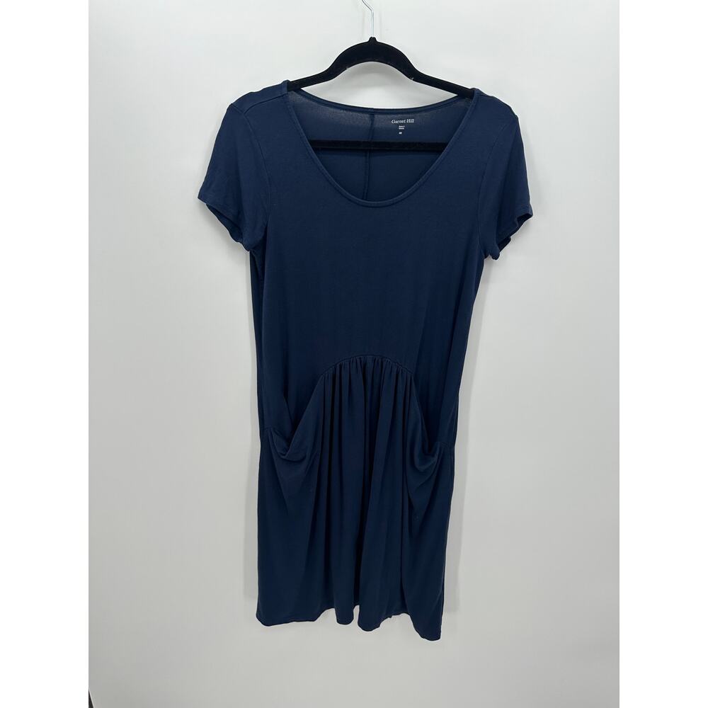 Garnet Hill Womens Blue T-Shirt‎ Dress Pockets Size XS Stretch Modest Comfort
